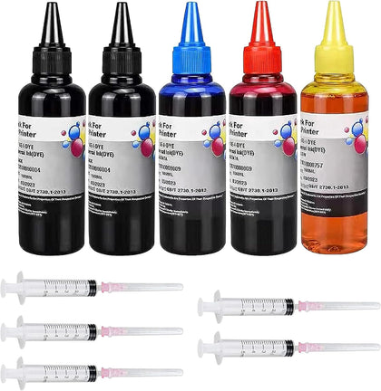 5-Pack Universal Ink Refill Kit for All HP Canon Epsn Brother Printers Compatible Cartridges Refillable Cartridge