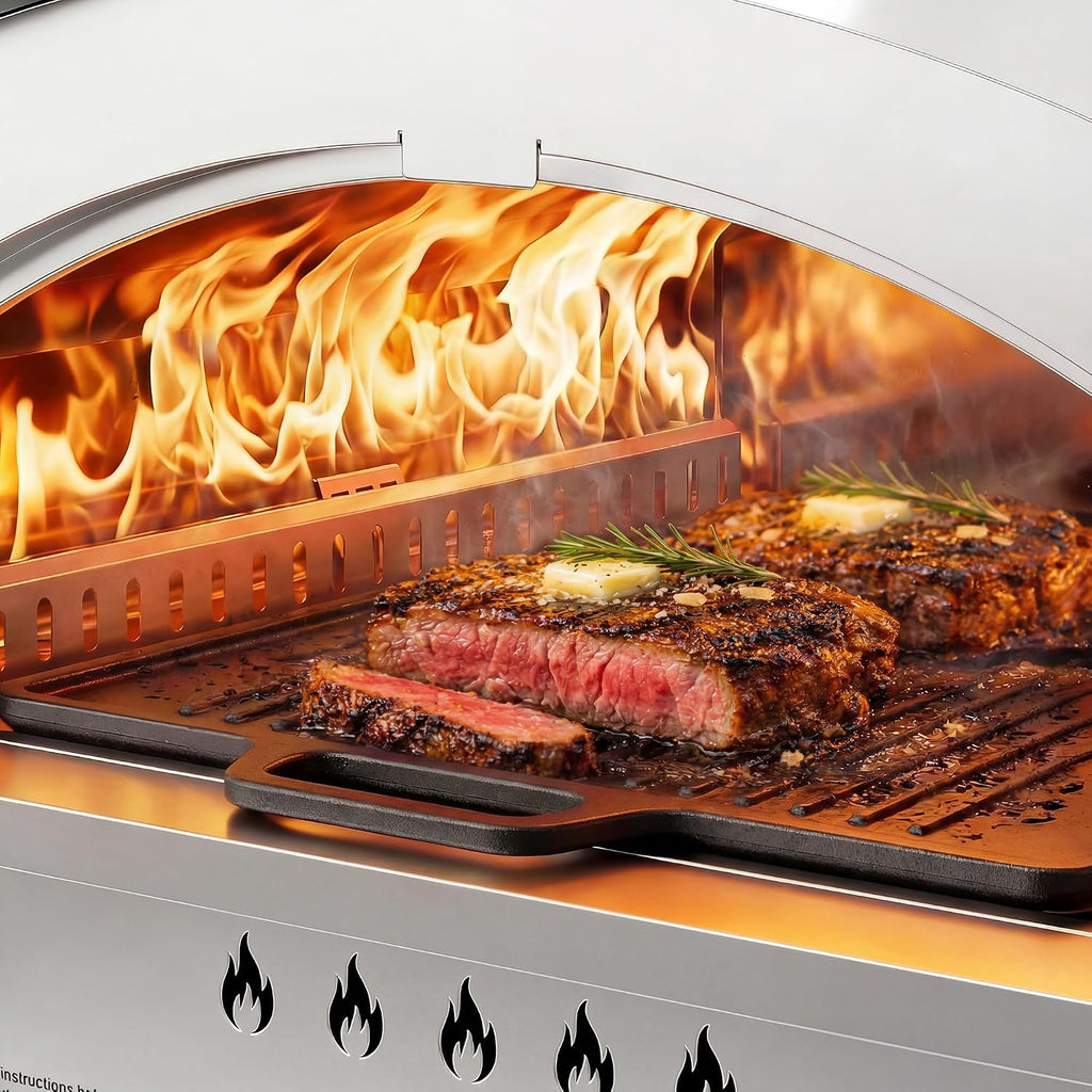 Gas Pizza Oven, Portable Propane Pizza Oven with 15 inch Pizza Stone, Stainless Steel Pizza Maker for Outdoor Cooking