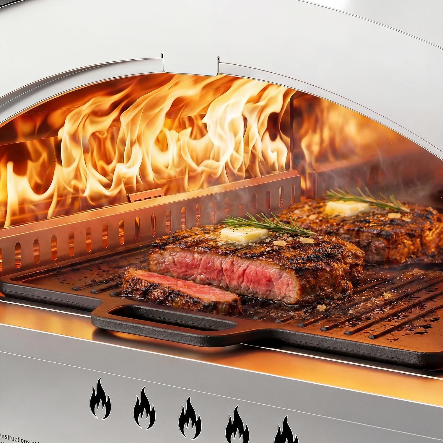 Gas Pizza Oven, Portable Propane Pizza Oven with 15 inch Pizza Stone, Stainless Steel Pizza Maker for Outdoor Cooking