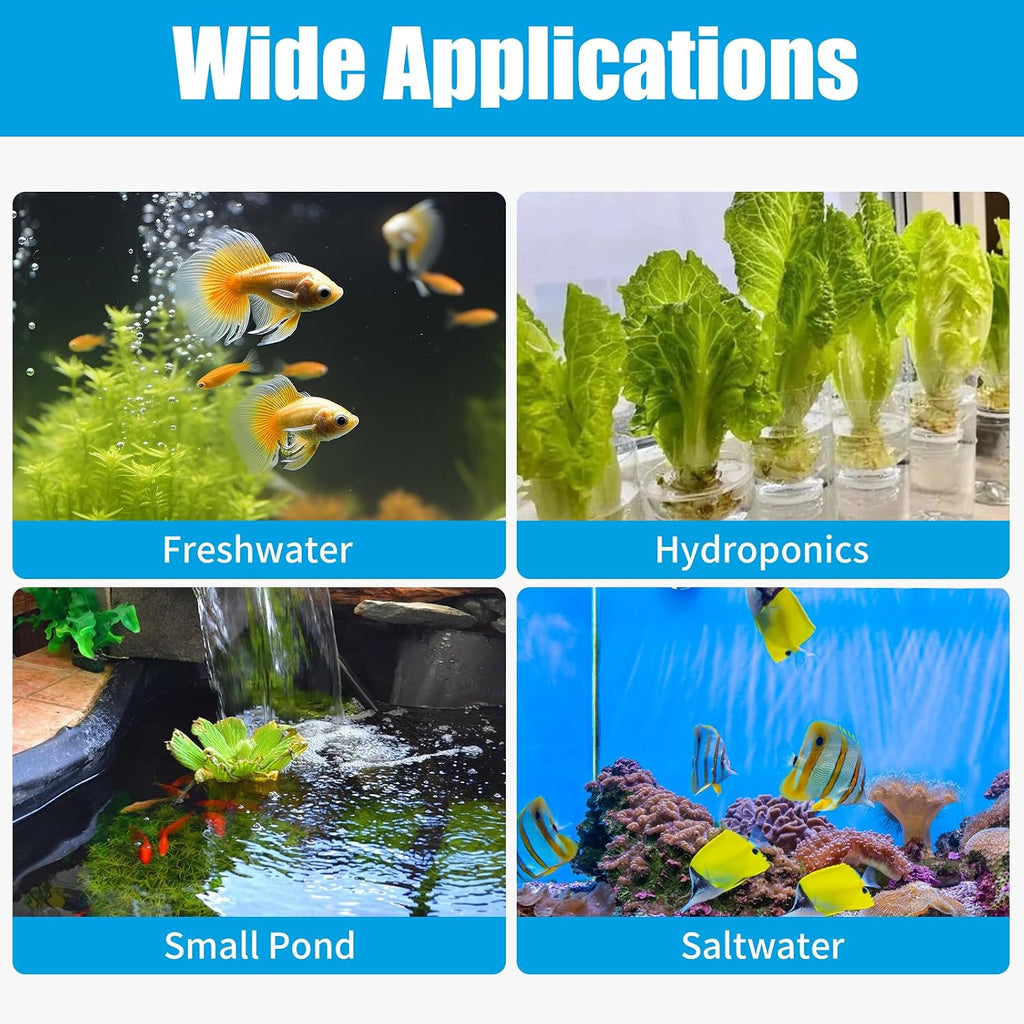 Aquarium Air Pump for 20-210 Gallon Tank, Fish Air Bubbler, Hydroponic Oxygen Aerator with Stones, Airline Tubing