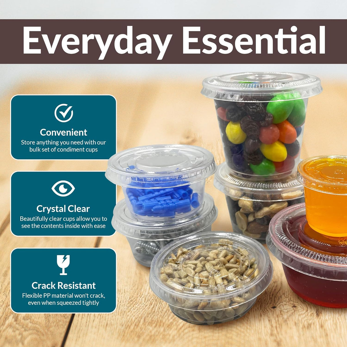 2 oz Small Containers with Lids 500 Sets | Plastic Portion Cups