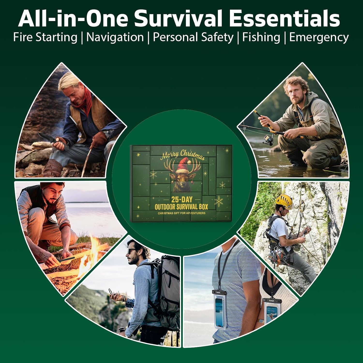 Survival Kit Advent Calendar -25 Days Christmas Countdown Calendar Emergency Survival Gears, Gift for Teen & Adult