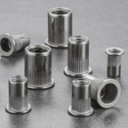 Wensilon 200Pcs Rivet Nut M3 Metric Stainless Steel 304 Finish Flat Head Rivnut Threaded Insert Nut Knurled Body