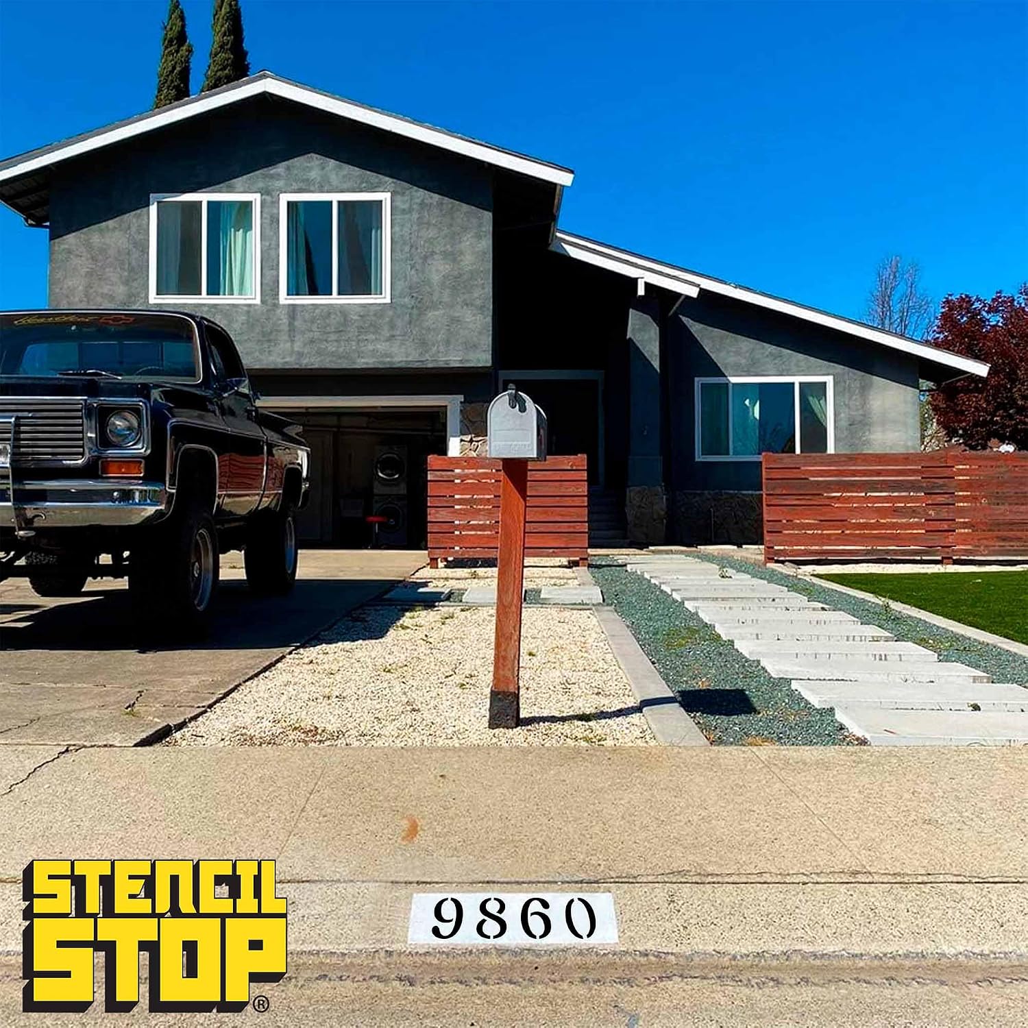 Curb Stencil Kit for Address Painting – Includes All Numbers, 4-Inch Durable & Reusable Plastic Stencils for