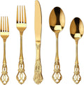 Gorgeous Retro Royal Gold Stainless Steel 20-Piece Flatware Set
