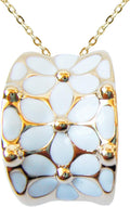 18k Gold Plated Square Rainbow Enamel Pendant Necklace 16"+2"