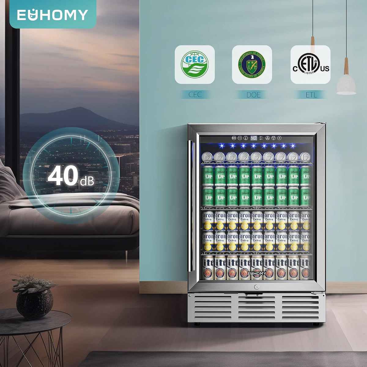 24 Inch Beverage Refrigerator, 180 Can Under Counter Refrigerator