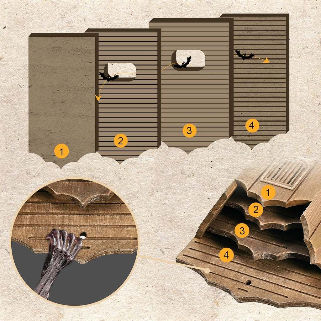 Bat House for Outdoors, Castle 3-Chamber Bat Box, 100-Capacity