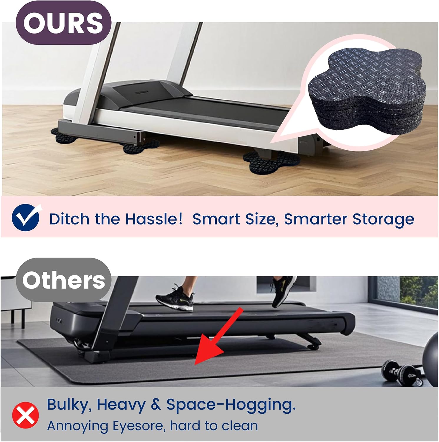 Non-Slip Walking Pad Mat, Treadmill Mat Pad for Carpet Hardwood Floors, Anti Vibration Exercise Equipment Mat for
