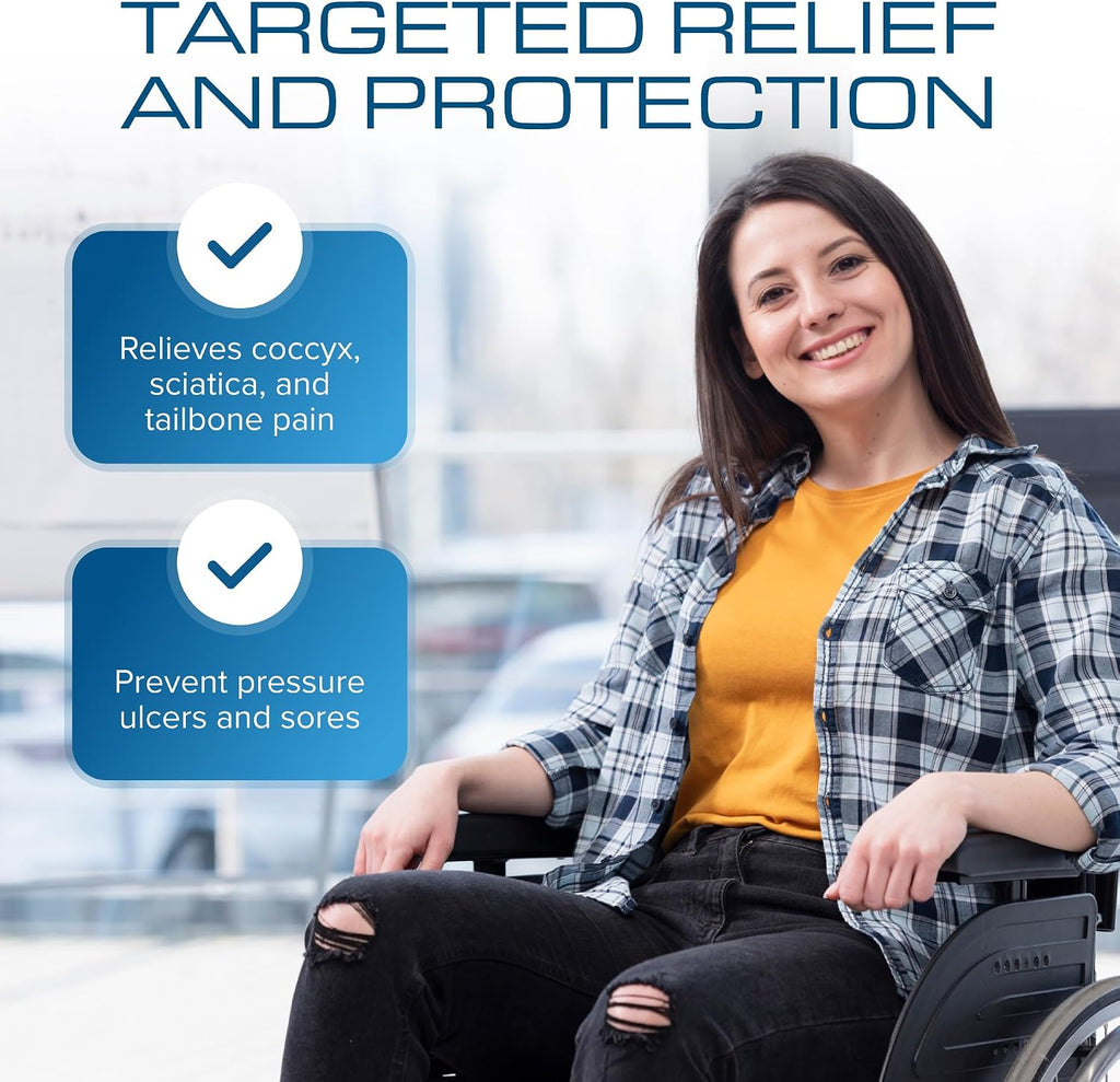 Gel Extreme Wheelchair Seat Cushion, Coccyx, Sciatica & Tailbone Pain Relief, Ideal for Office, Kitchen Wheelchairs