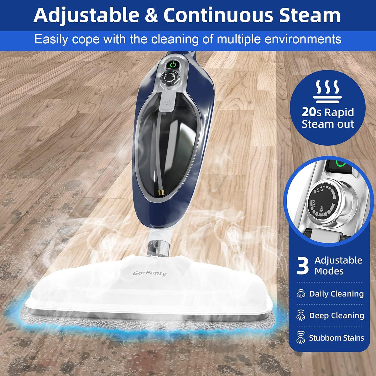 Steam Mop - 10-in-1 Floor Steamer MultiPurpose Steam Cleaner | Detachable Handheld for Hardwood/Tile/Laminate All