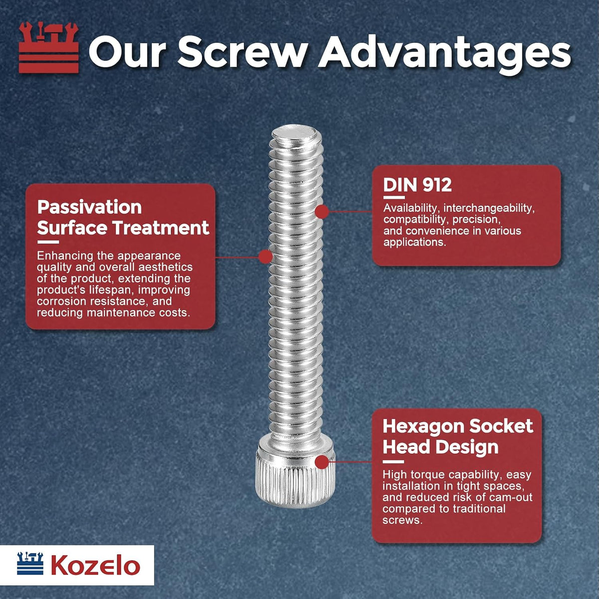60pcs M8 Socket Head Cap Screws Bolts Nuts Kit 304 Stainless Steel