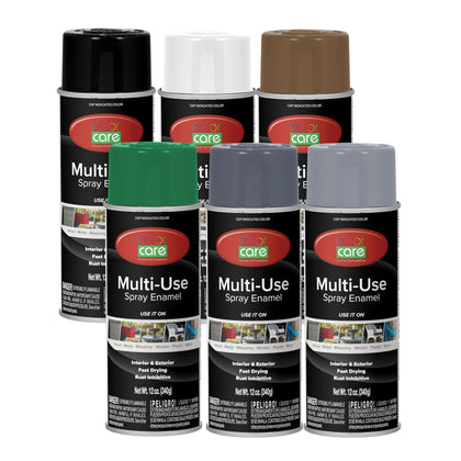 Spray Paint, 12 oz, 6-Pack (Home & Garden Mix: Gloss White, Gloss Black, Dark Green, Brown, Dark Gray, Light Gray) –