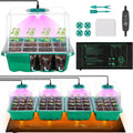 4-Pack Seed Starter Tray with Grow Light and Heat Mat, 48 Cells Seed Starter Kit with Adjustable Humidity Dome and