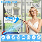 Adjustable Magnetic Window Screen Max 51" x 59", White Frame,Polyester mesh