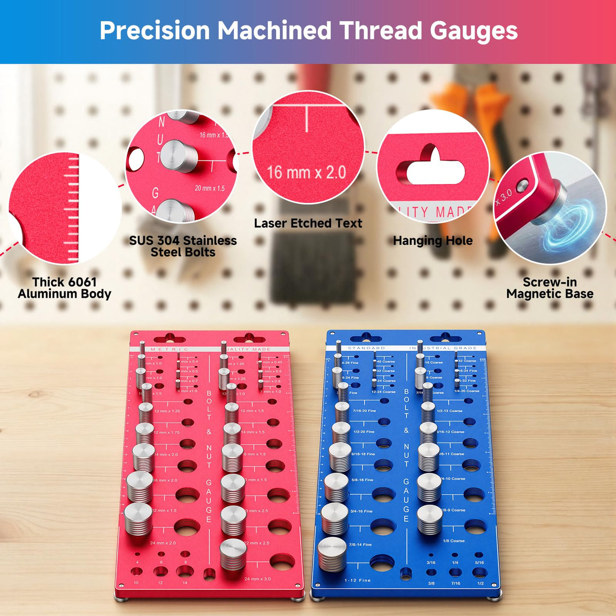 66 Nut and Bolt Thread Checker, Bolt Size and Thread Gauge