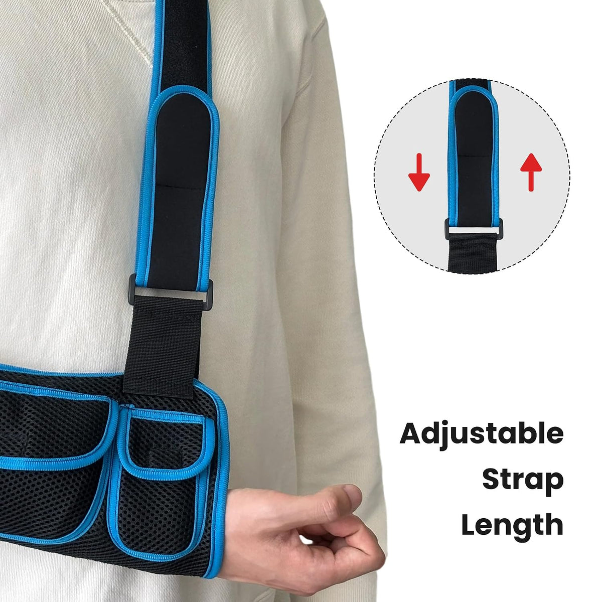 Arm Sling Shoulder Immobilizer, Mit Squeeze Balls for Hand Therapy, Adjustable Shoulder Strap, Comfortable and