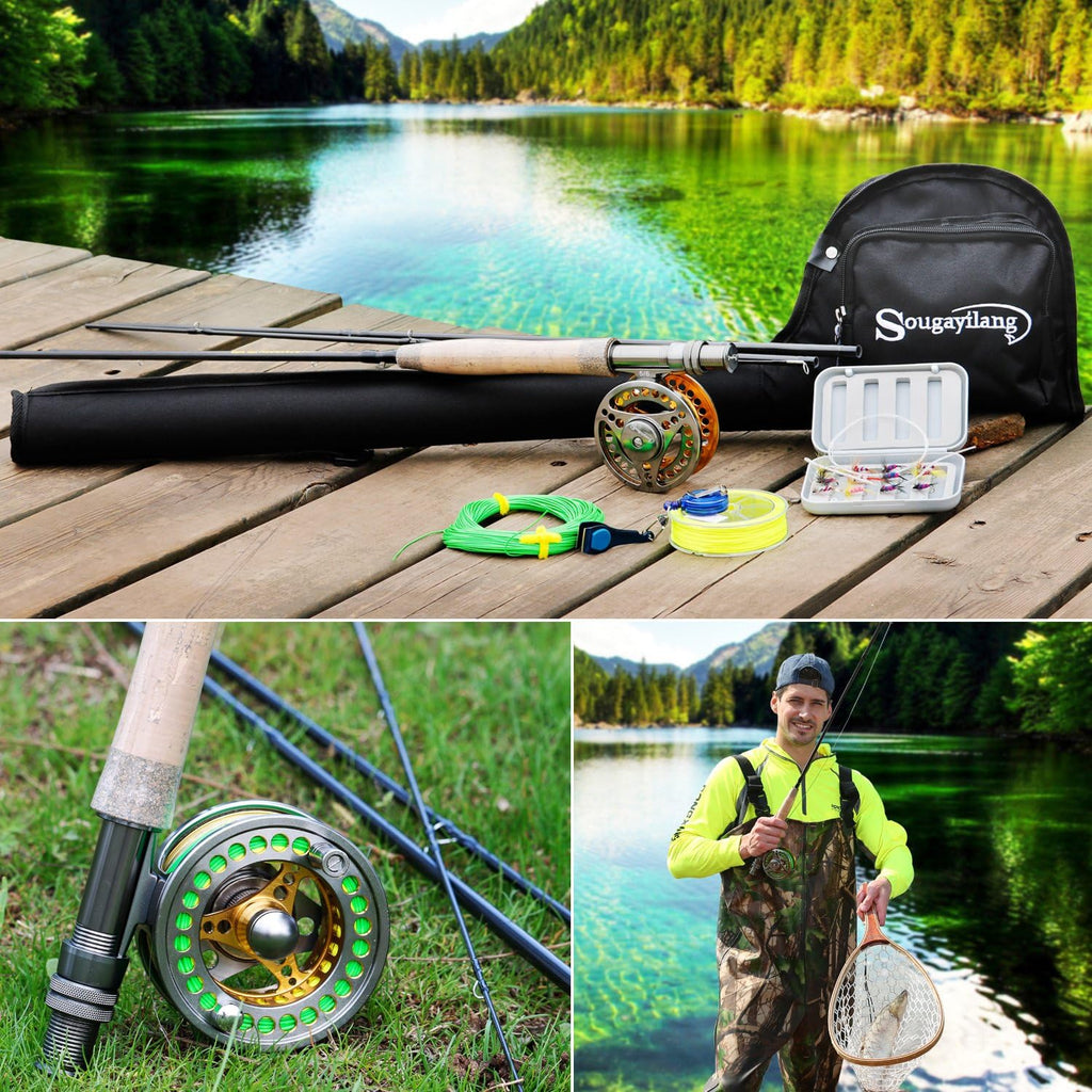 Fly Fishing Rod Reel Combos with Lightweight Portable Fly Rod and CNC-machined Aluminum Alloy Fly Reel,Fly Fishing