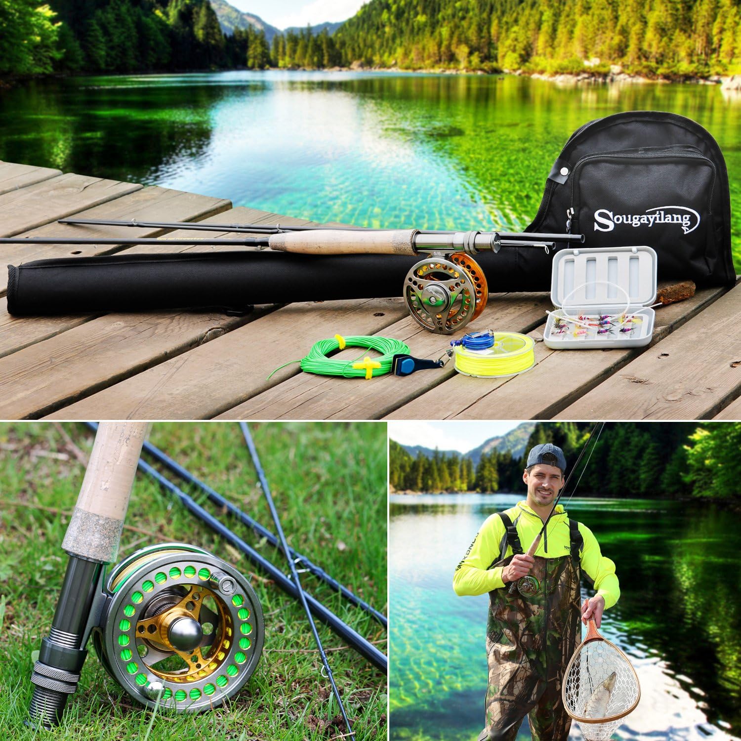 Fly Fishing Rod Reel Combos with Lightweight Portable Fly Rod and CNC-machined Aluminum Alloy Fly Reel,Fly Fishing