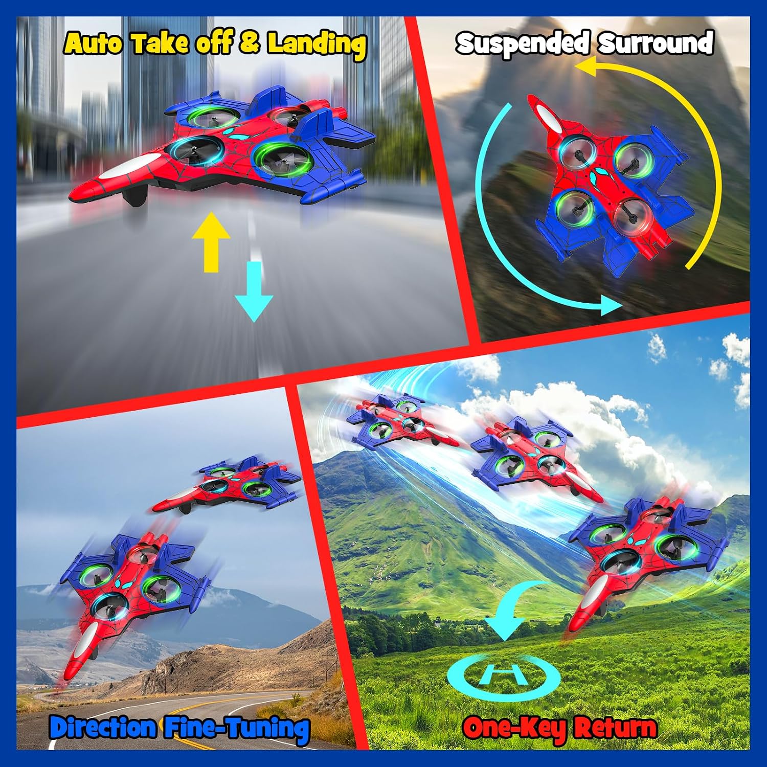 Foam Remote Control Airplanes for Kids Age 8 9 10 11 12 +, Spider Mini Drone for Kids, RC Airplane Fighter Jet with