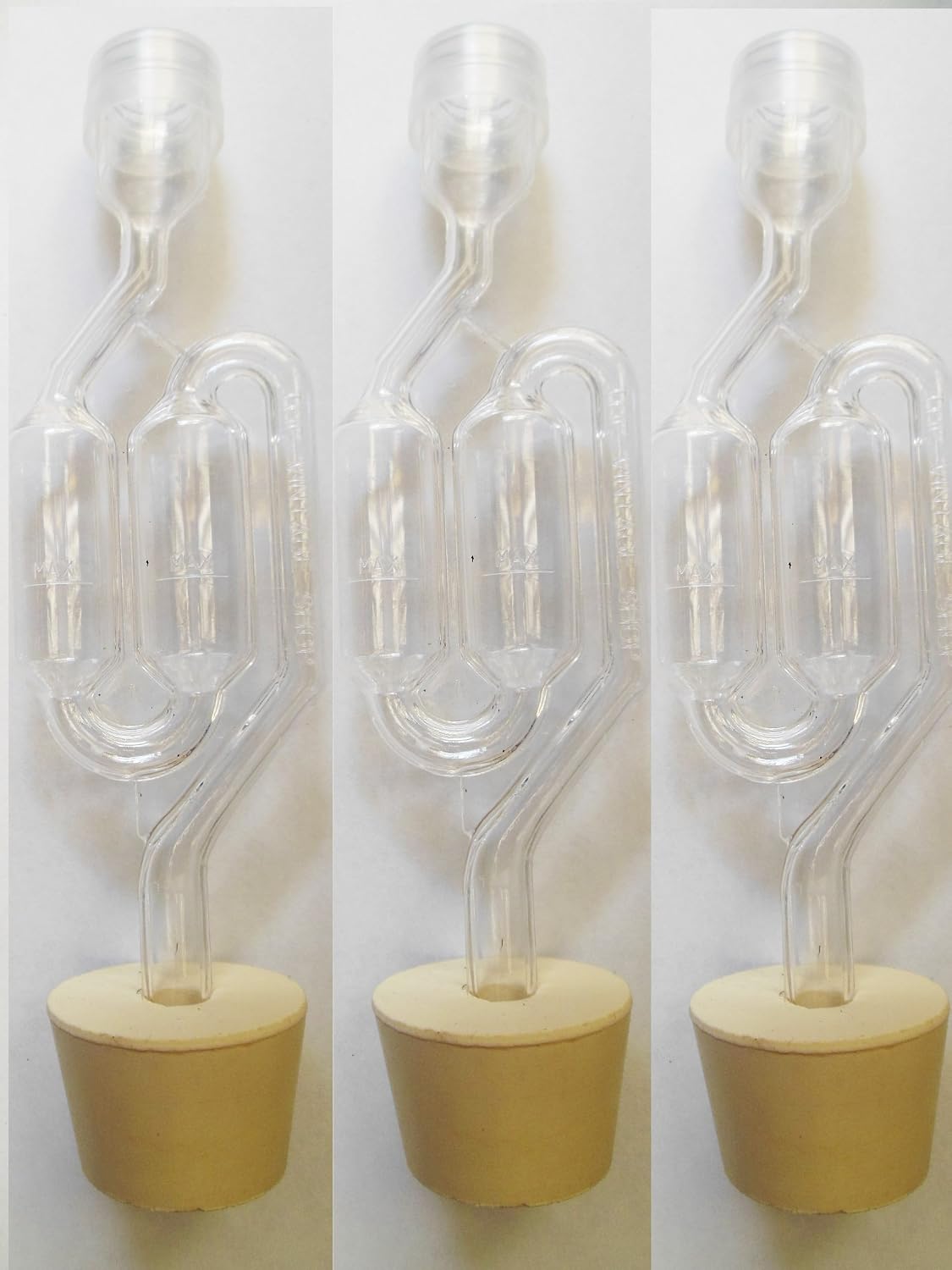 4602x3.4616x3 3ct. - S-Shape Airlock with #6.5 Stopper - Set of 3 (Bubble Airlock)