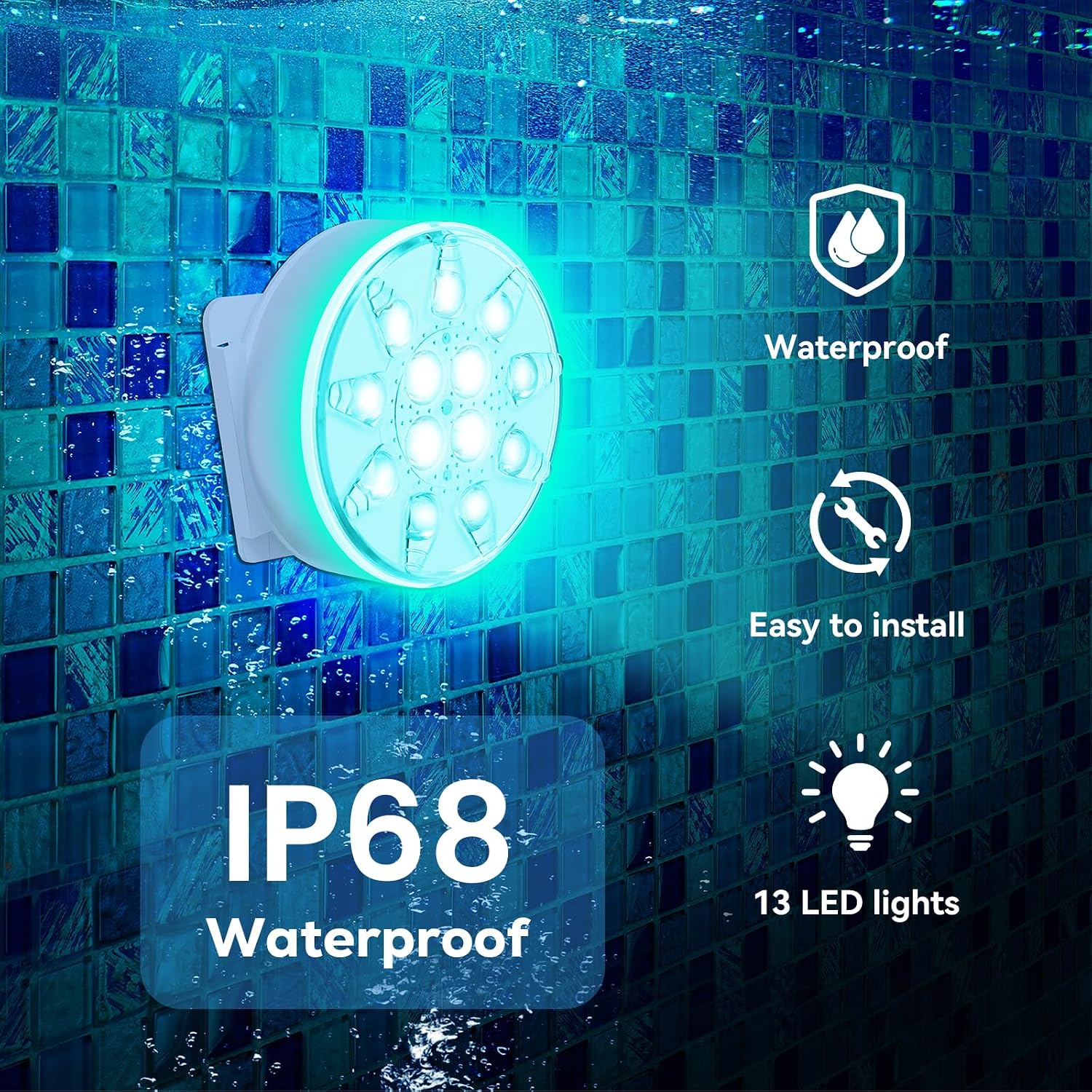 Pool Lights - 2 Pack, Rechargeable Submersible LED Pool Lights with Remote, IP68 Waterproof Underwater Pool Decor