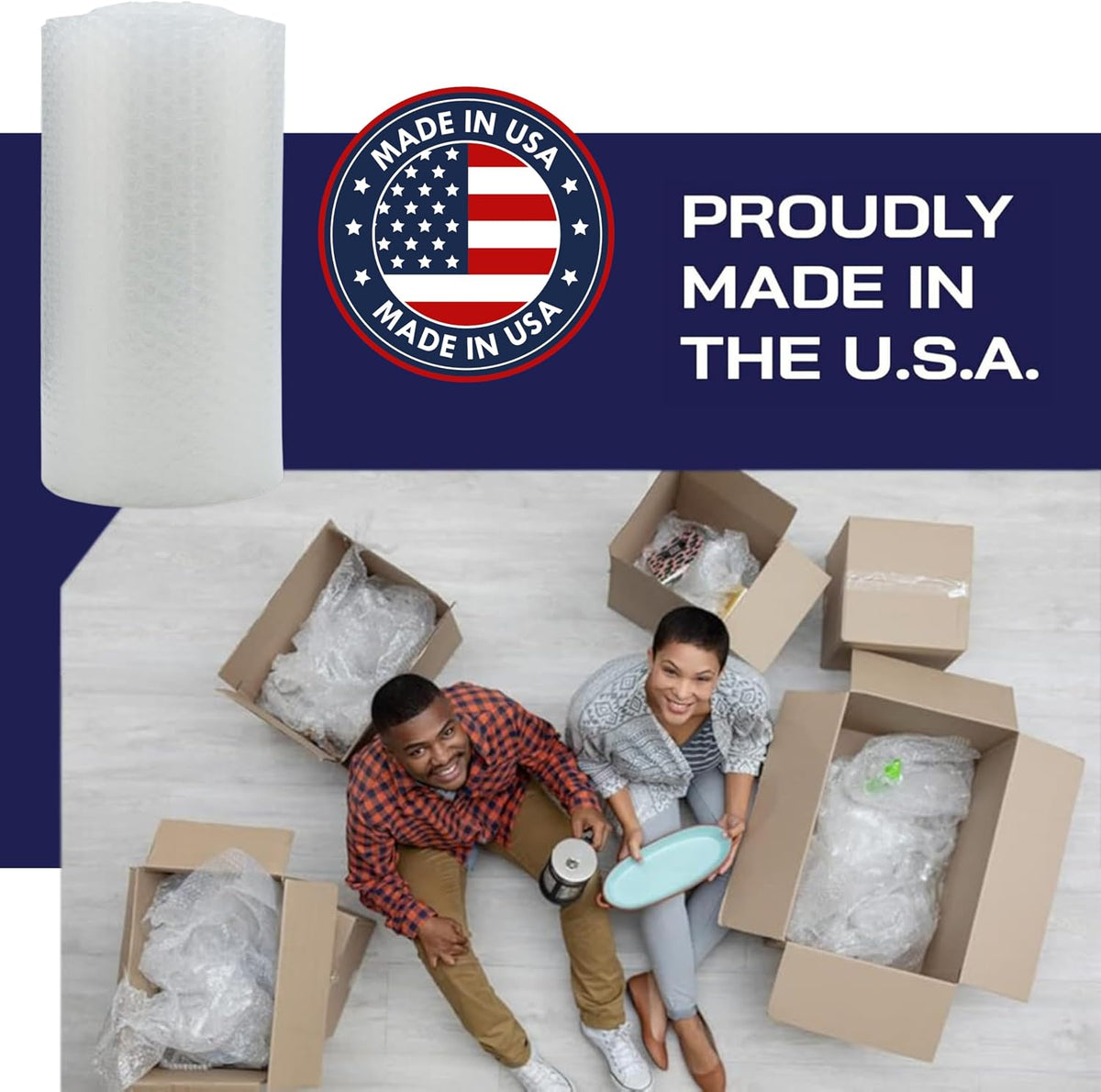 Bubble Roll Wrap 12" x 100', 2-Pack 5/16" Perforated Medium Cushioning