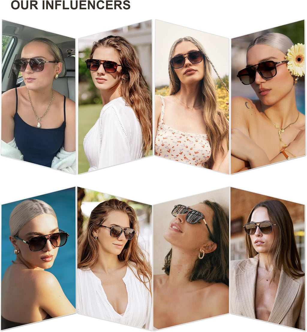 Retro Aviator Sunglasses Womens Mens,Trendy Rectangle Shades SJ2202 | Polit UV400 Protection Women Sun Glasses,Y2K
