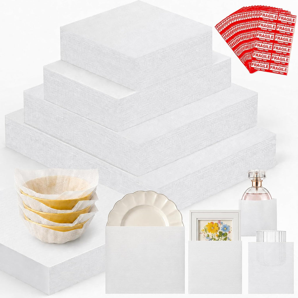 600pcs Dish Packing Supplies for Moving, 6 Size Foam Pouches&sheets