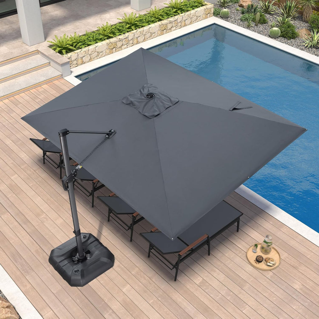 9' X 11.5' Patio Umbrella Outdoor Cantilever Rectangle Umbrella Aluminum Offset Umbrella with 360-degree Rotation for