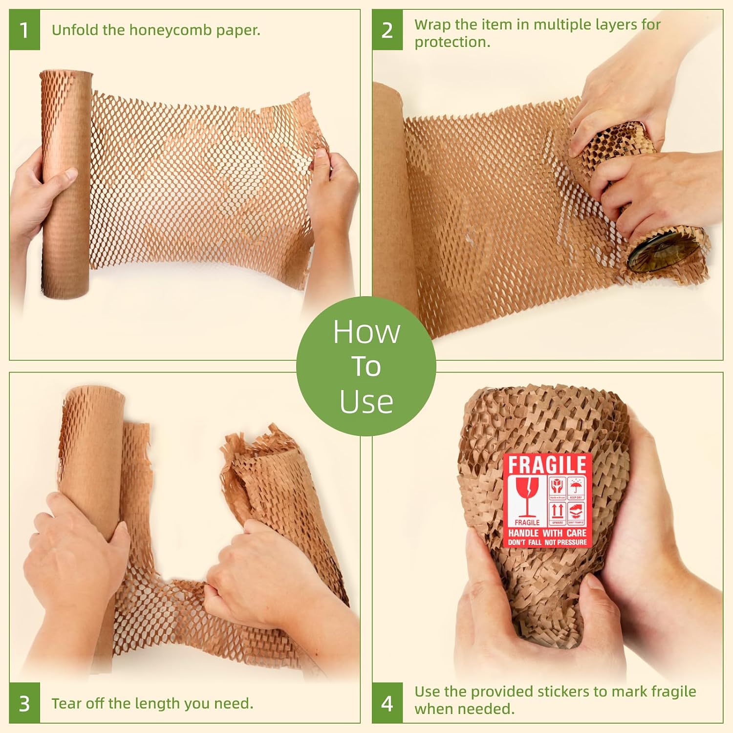 Honeycomb Packing Paper 12" x 55 ft - Eco-Friendly Cushioning Wrap for Moving, Shipping, and Packaging | Recyclable