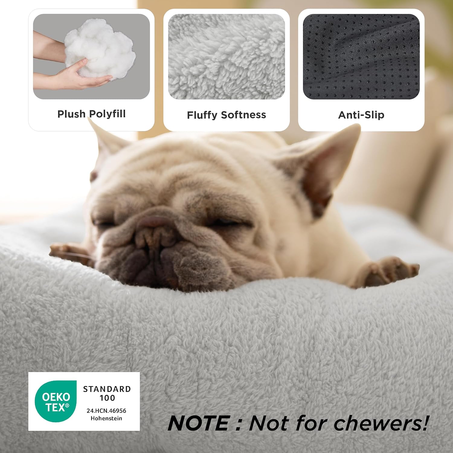 Washable XL Dog Bed for Crate for Extra Large Dogs, Comfort Fluffy Plush Pet Pillow Bed Kennel Pad with Non-Slip