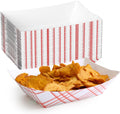 100 Pack 3lb Paper Food Tray Red, Disposable Paper Boat for Nacho