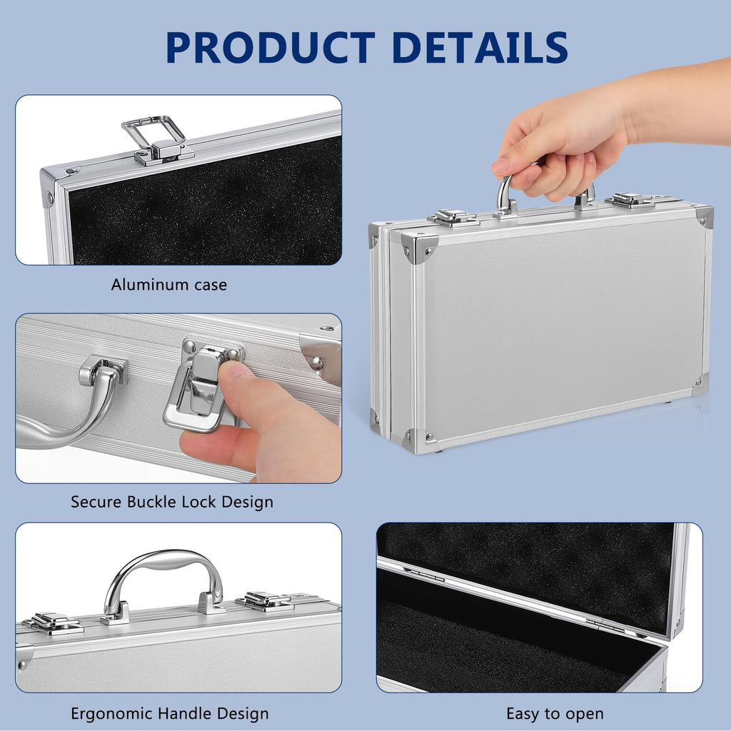 Aluminum Briefcase Hard Case with DIY Customizable Foam Insert for Test Instruments Cameras Tools Parts and