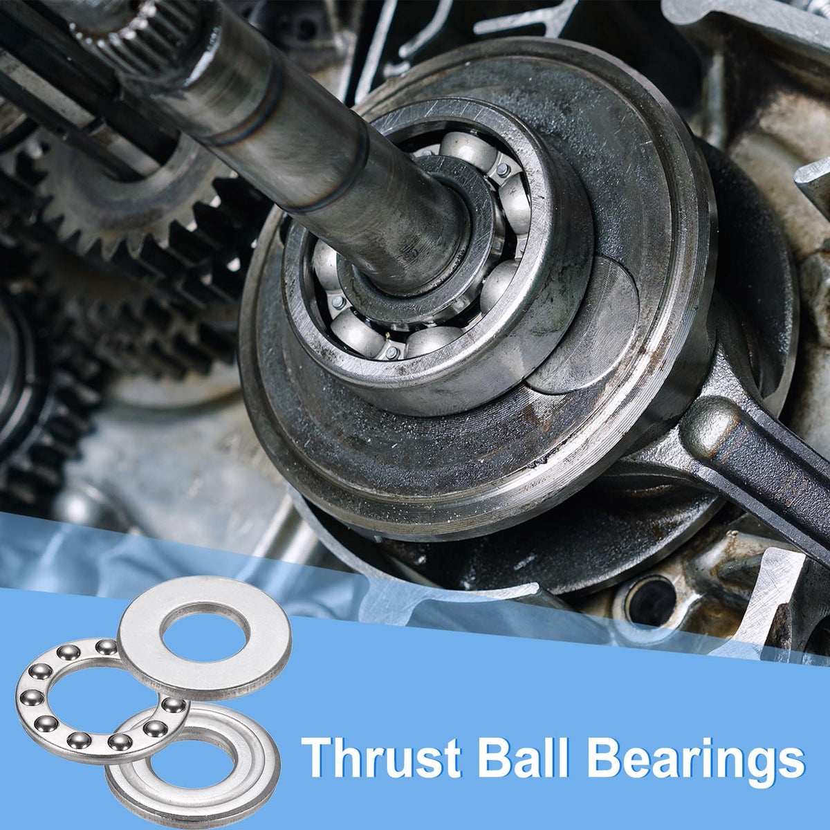 uxcell 12pcs F5-10M Thrust Ball Bearings 5mm Bore 10mm OD 4mm Thick