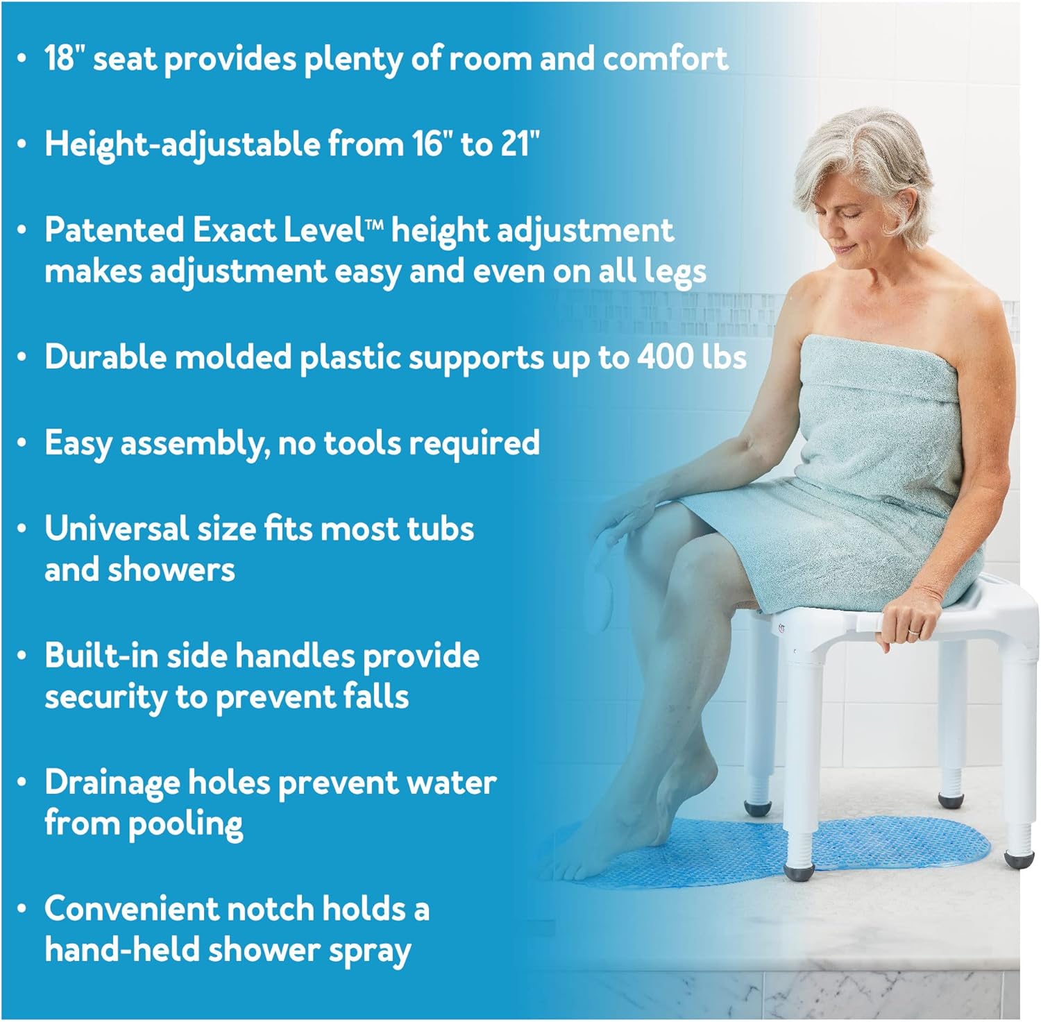 Universal Bath Seat and Shower Chair, Heavy Duty Shower Bench for Bathtub, Safety Bath Seat Stool for Seniors and