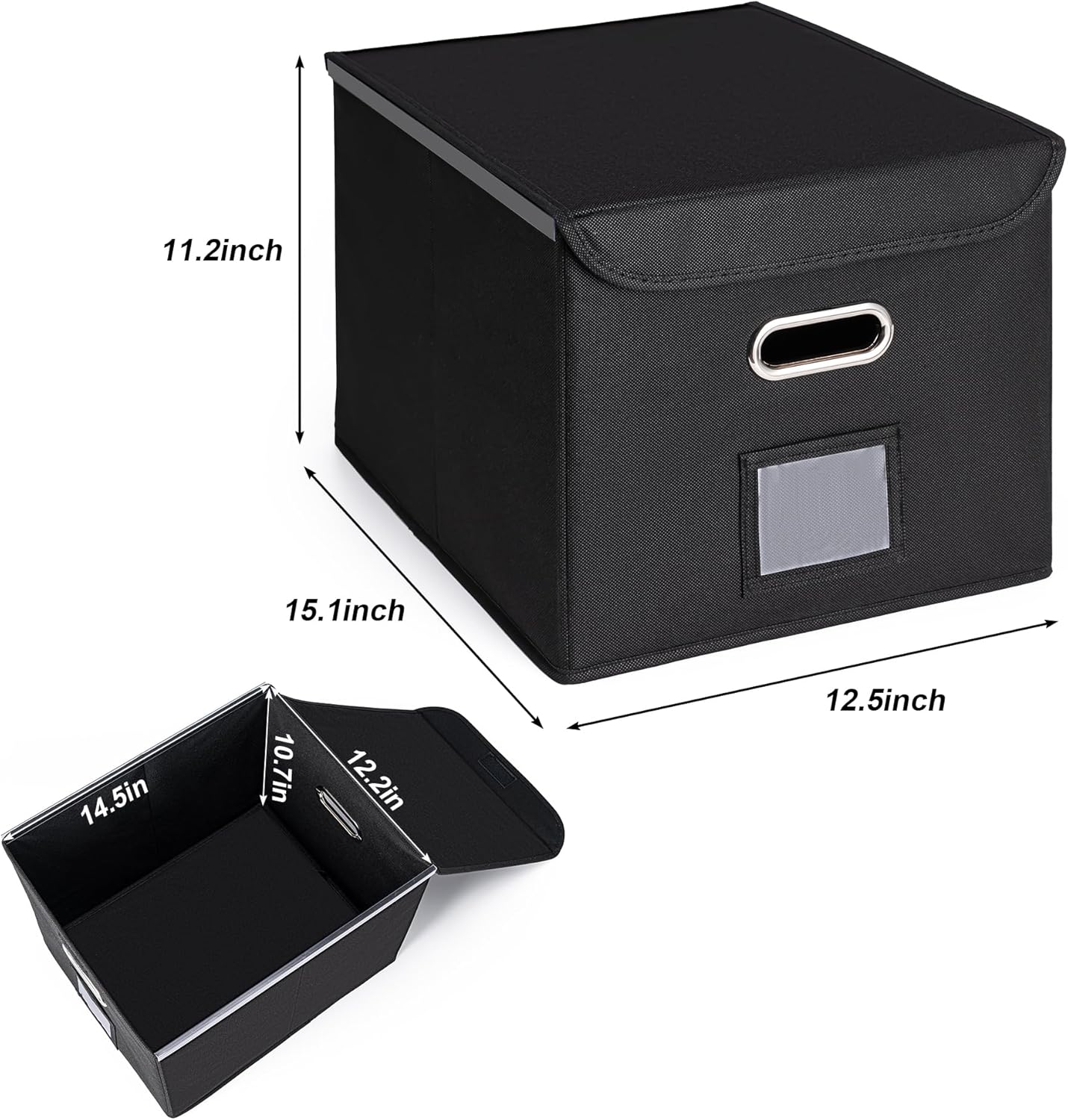 File Organizer Box with Lid, Large Hanging File Folder Organizer with Plastic Slide, Collapsible Portable Filing