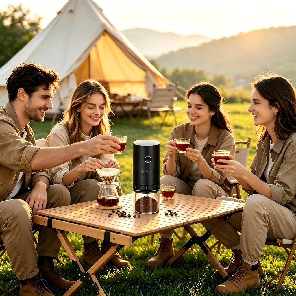 Portable Electric Burr Coffee Grinder with 38 Adjustable Grind Settings - USB Rechargeable Ceramic Core Conical Burr
