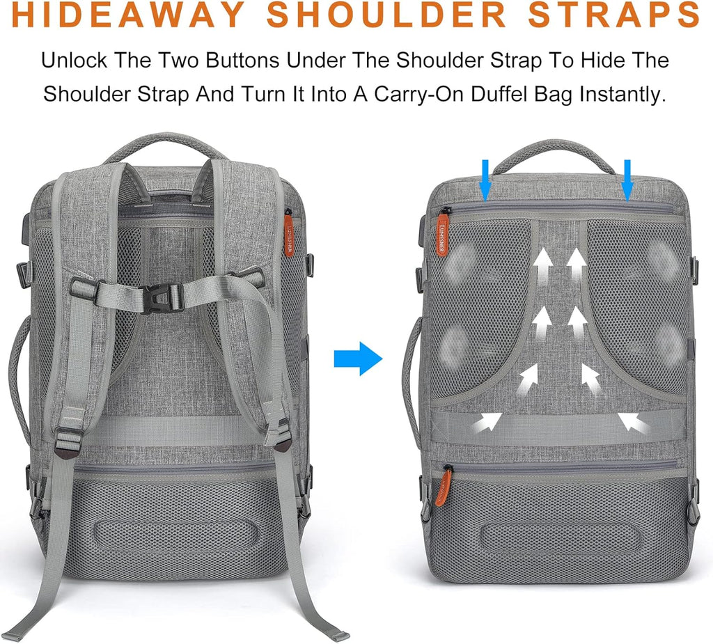 Carry on Travel Backpacks, Extra Large 40L Flight Approved Bag for Men & Women,Expandable Suitcase Backpack With 4