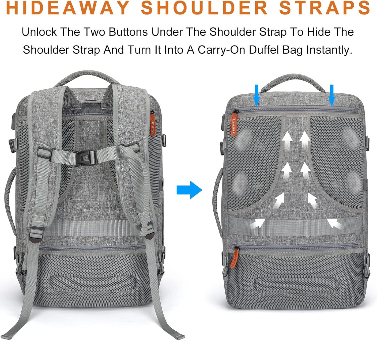 Carry on Travel Backpacks, Extra Large 40L Flight Approved Bag for Men & Women,Expandable Suitcase Backpack With 4