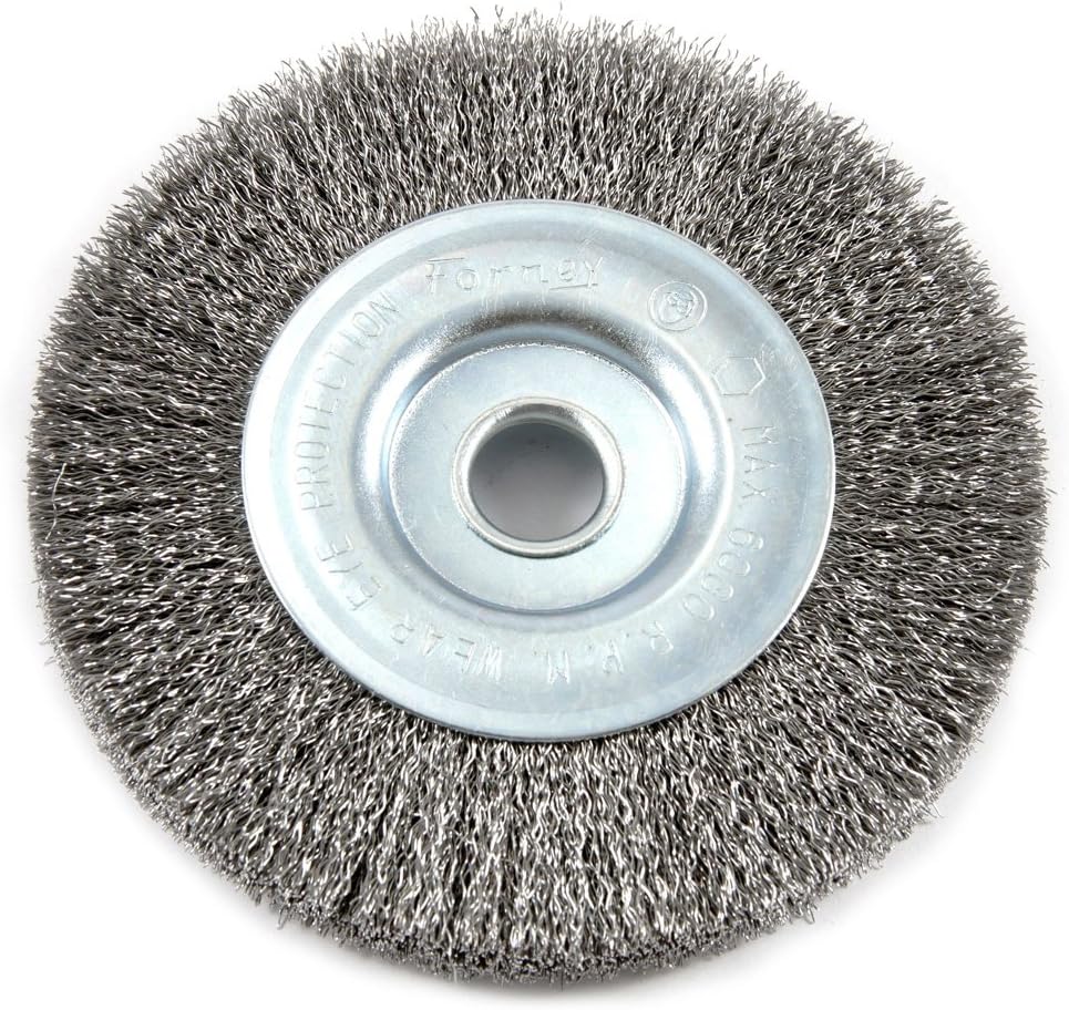 Forney 72744 Wire Wheel Brush, Fine Crimped with 1/2-Inch Arbor, 4-Inch-by-.008-Inch