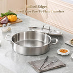 Tri-Ply Stainless Steel 5 Quart Braiser Pan with Lid