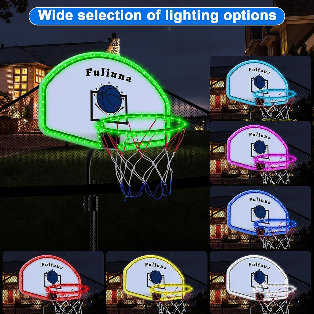 Solar Power Trampoline Basketball Hoop with Led Lights, Easy to Install Basketball Hoop Fit for 25mm Straight Pole &