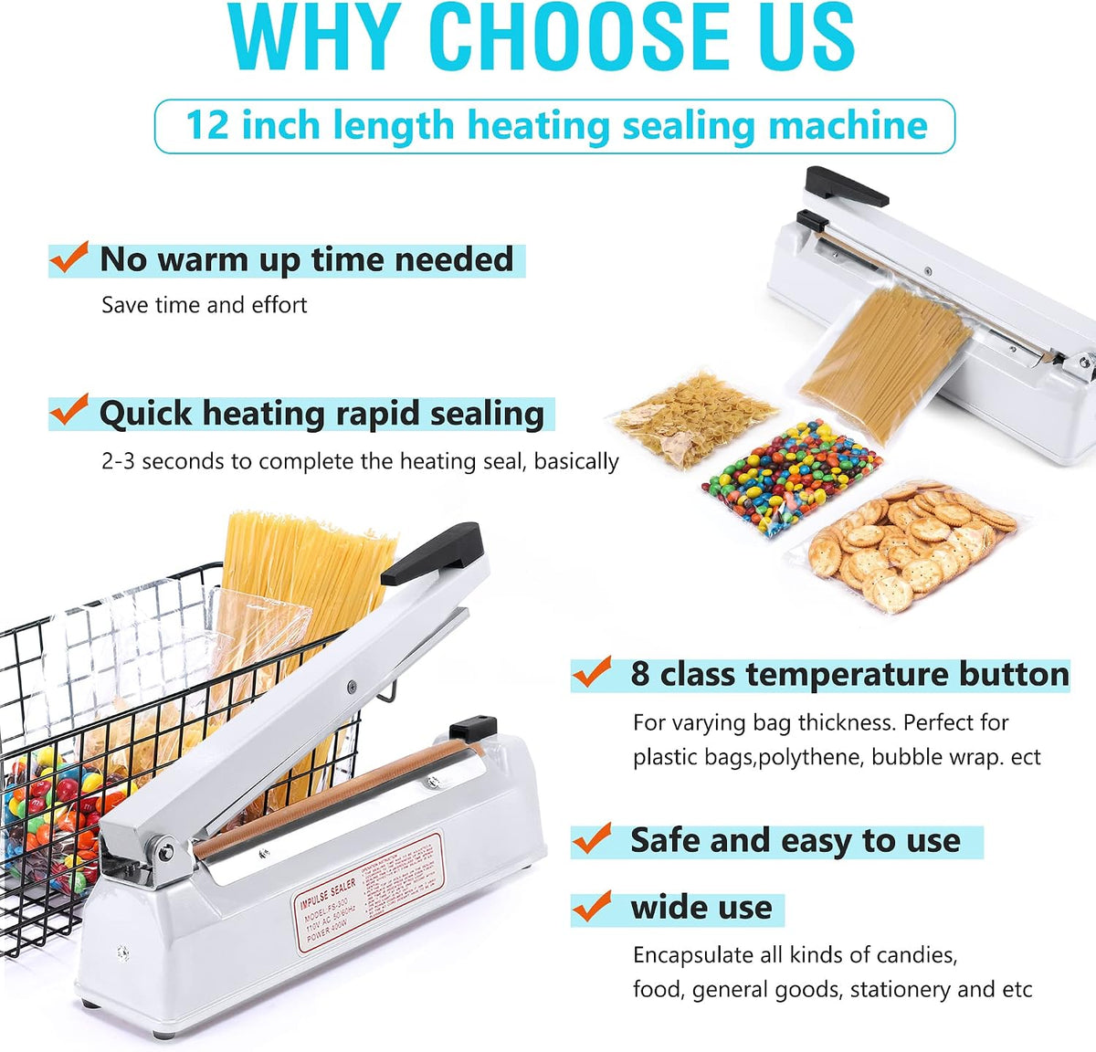 Impulse Sealer 12 Inch, Heat Sealer Machine with Repair Kit
