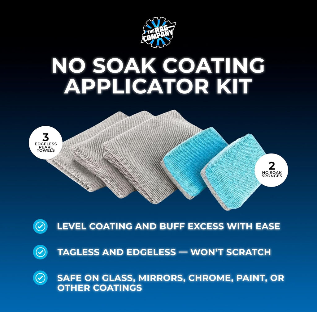 No Soak Coating Applicator Kit - Microfiber Coating Sponges with Soak Barrier Plus 3 Scratchless and Edgeless 70/30