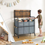 3 Section Laundry Sorter with Ironing Board, Laundry Hamper, Gray