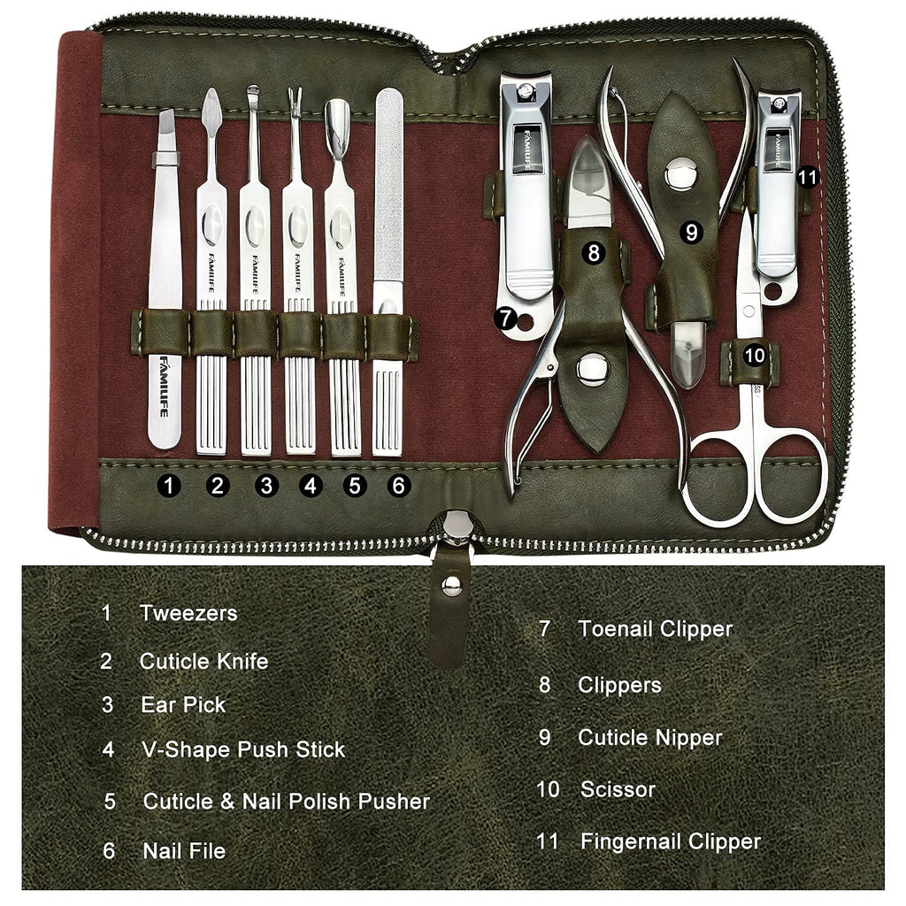 Stainless Steel Manicure Set 11-in-1 Professional Nail Clipper Kit