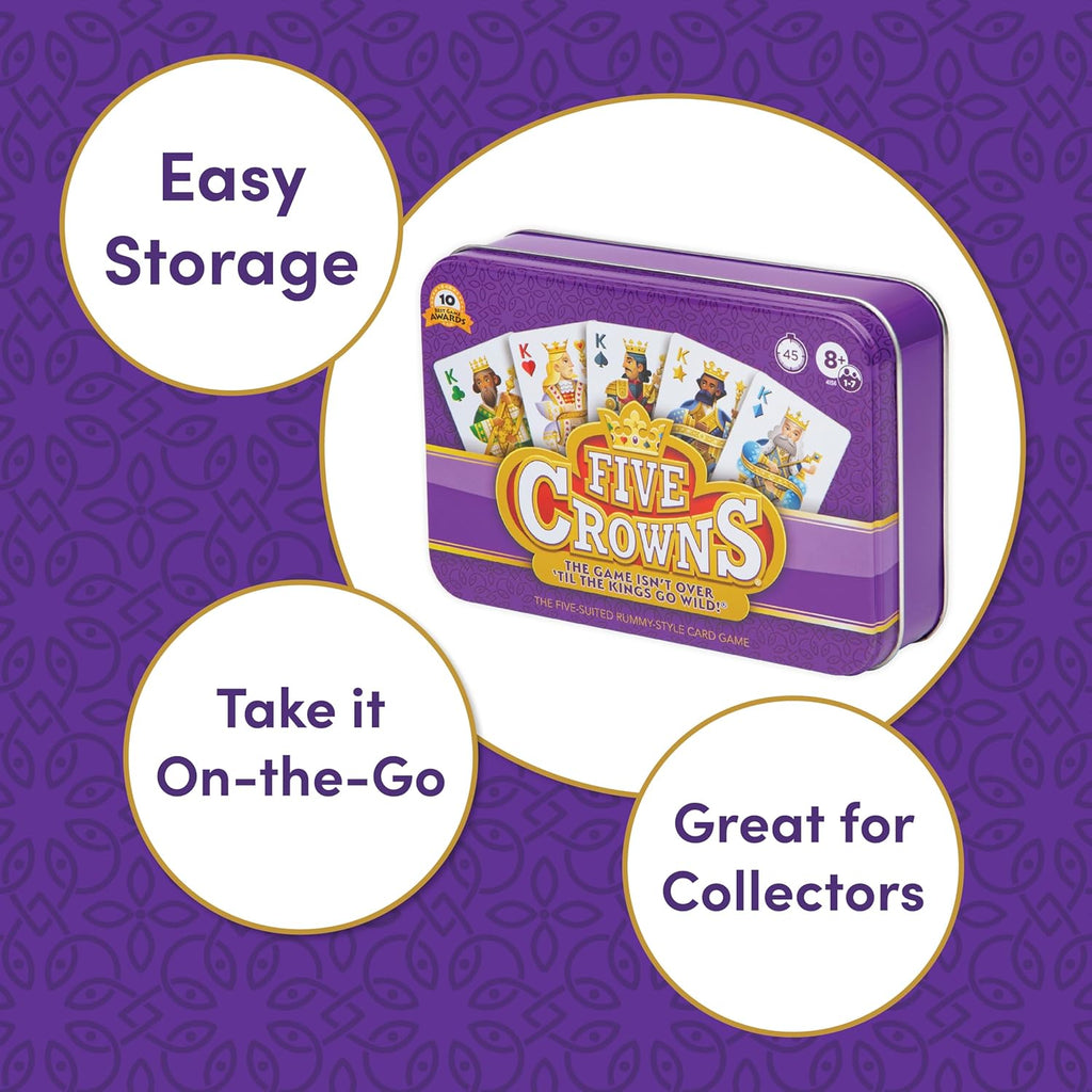 Five Crowns Collectible Tin – Card Game for Kids and Adults, Family Game Night, The Game isn’t Over Until the Kings