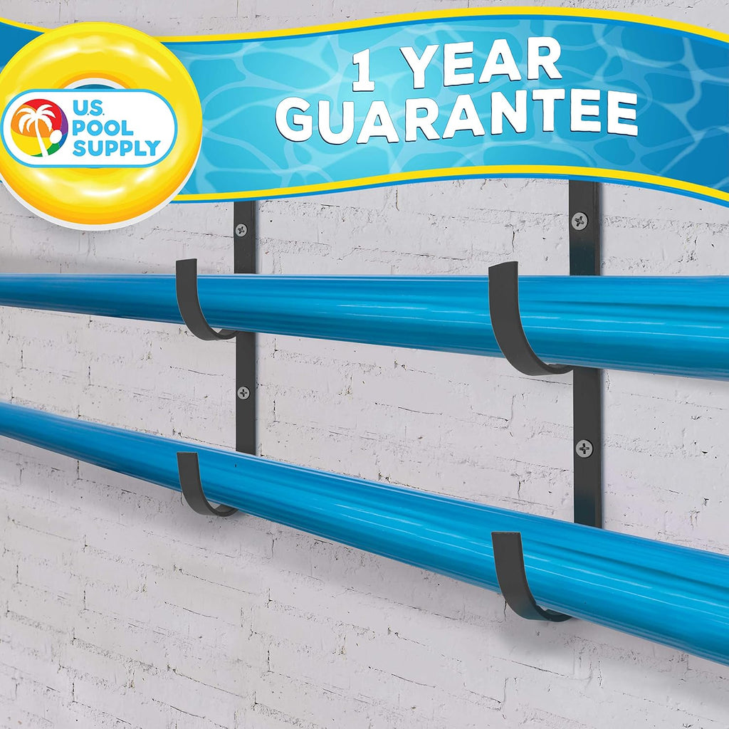 Pool Pole Hanger - 2 Black Aluminum Pool Hooks for Poles - Equipment Fence Hook for Nets, Skimmers, Leaf Rakes