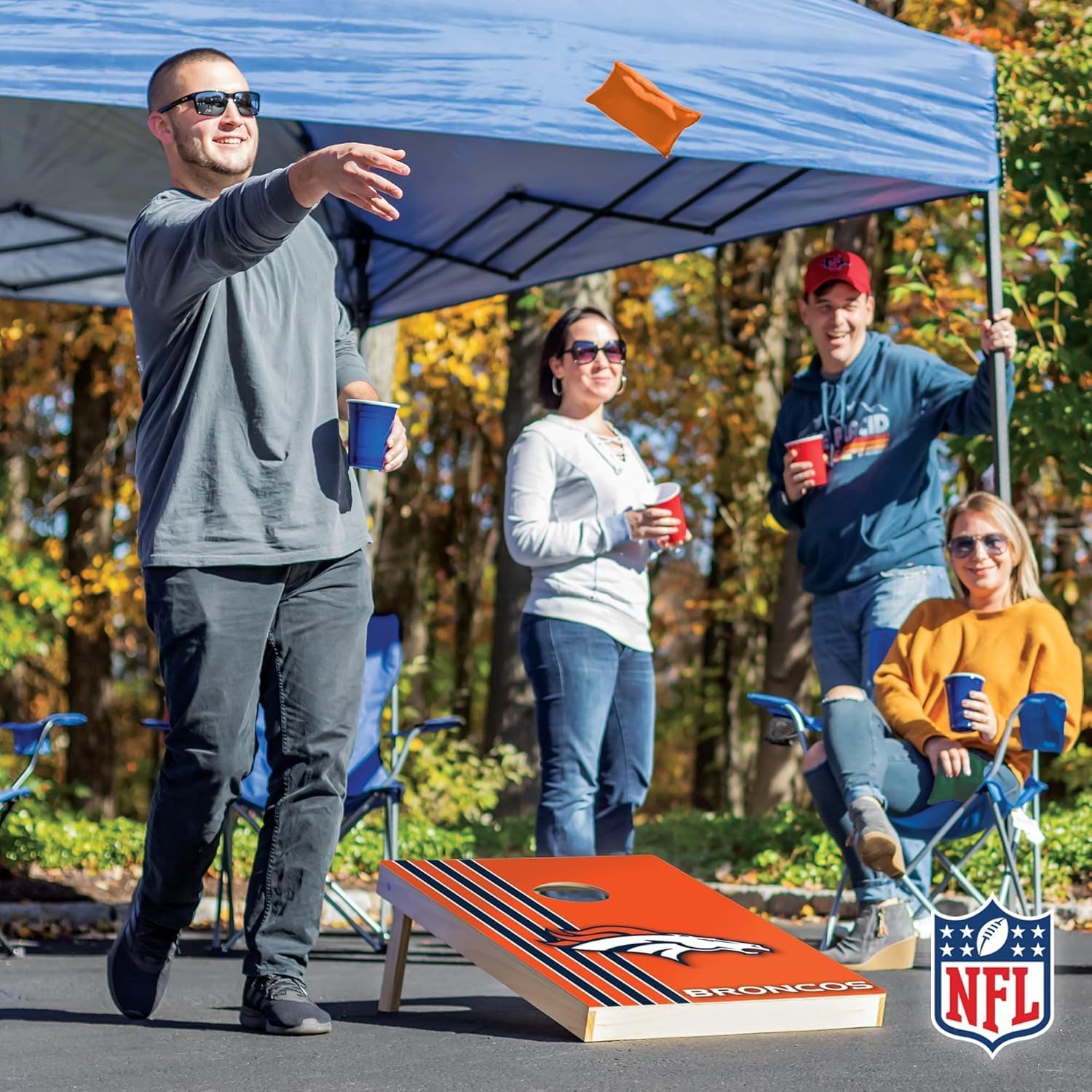 NFL 2' x 3' Solid Wood Cornhole Set with Direct Print HD Team Graphics – Great Gift for Any Football Fan! Bean Bag